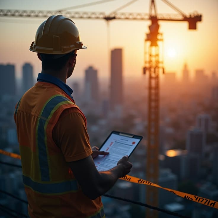 Engineer overseeing construction project
